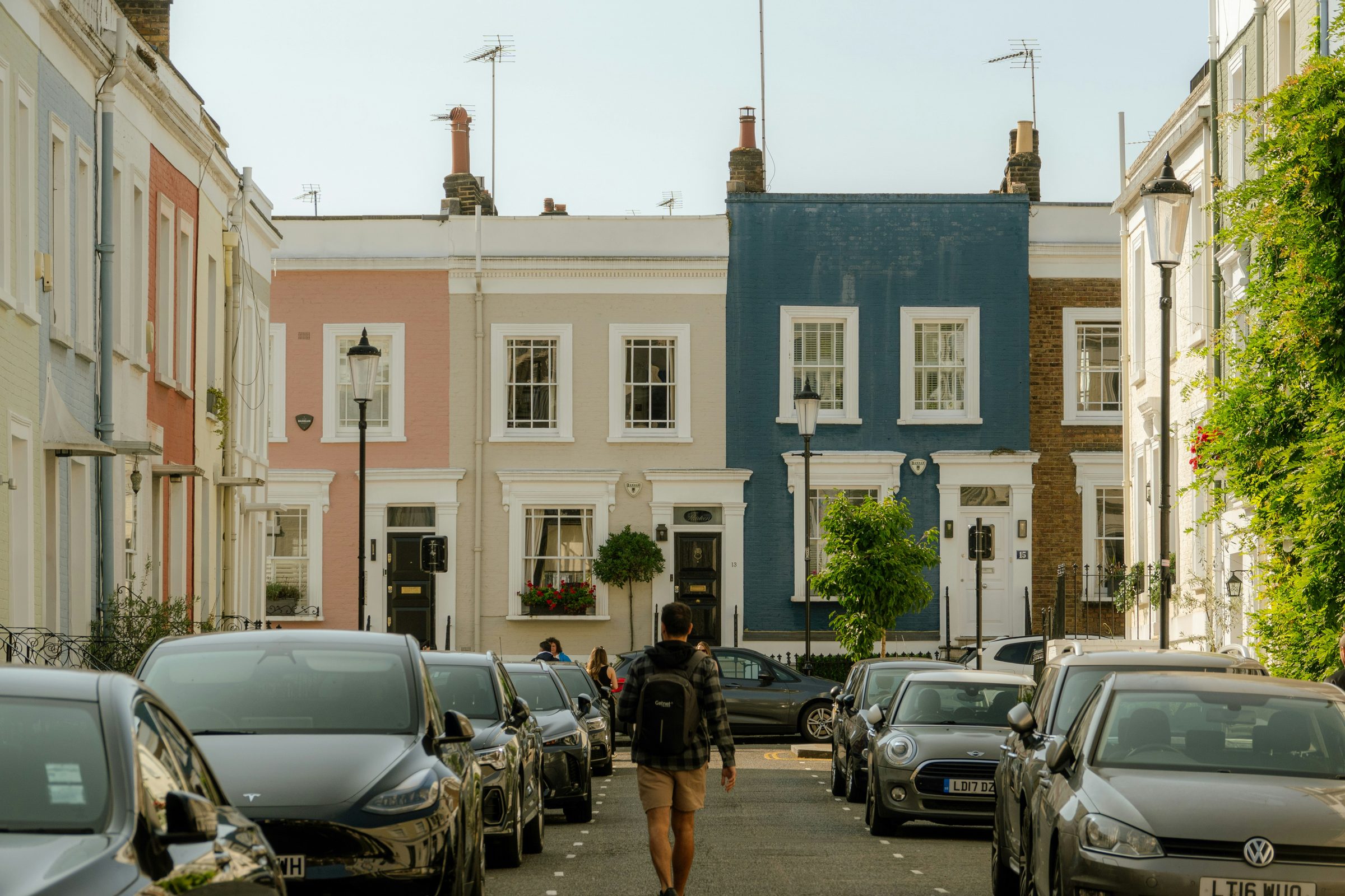 A row of British townhouses